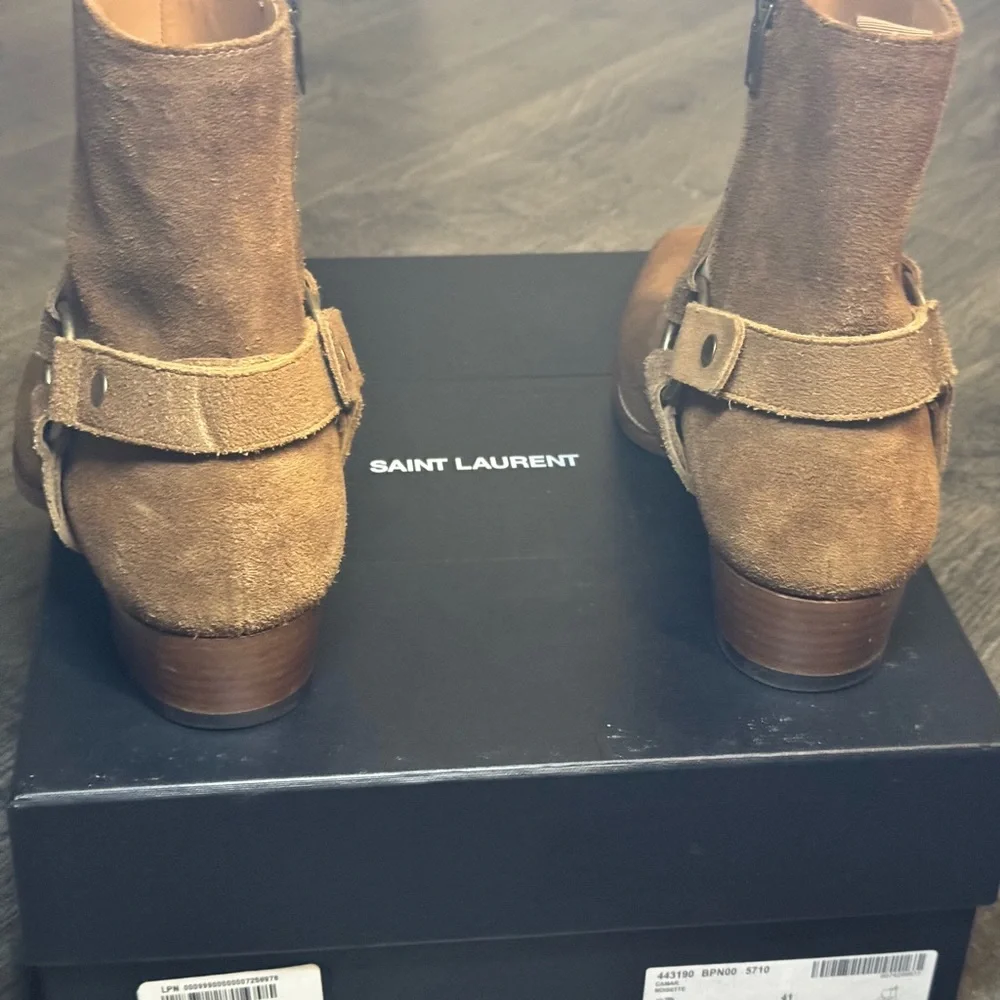 Saint Laurent Wyatt Suede Boots With Original Box - Picture 8 of 8
